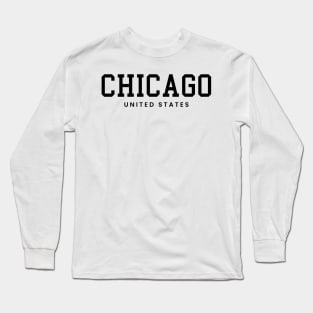 Chicago City Illinois United States Vintage Minimalist Chicago City Illinois State Name Sport Design Tees Long Sleeve T-Shirt